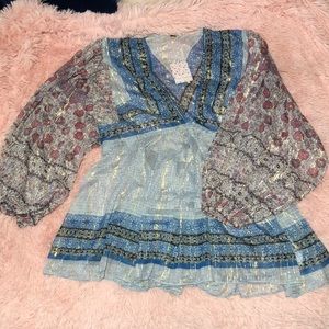 NWT Free People Blue Aliyah Tunic